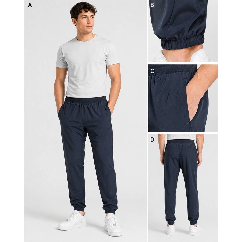 Gymshark Men’s Medium Navy Studio Jogger Pants 26-28 Waist 27 Inseam Lightweight